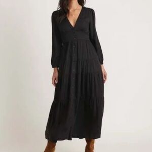 Marine Layer Maeve Black Long Sleeve Maxi Dress SIZE SMALL